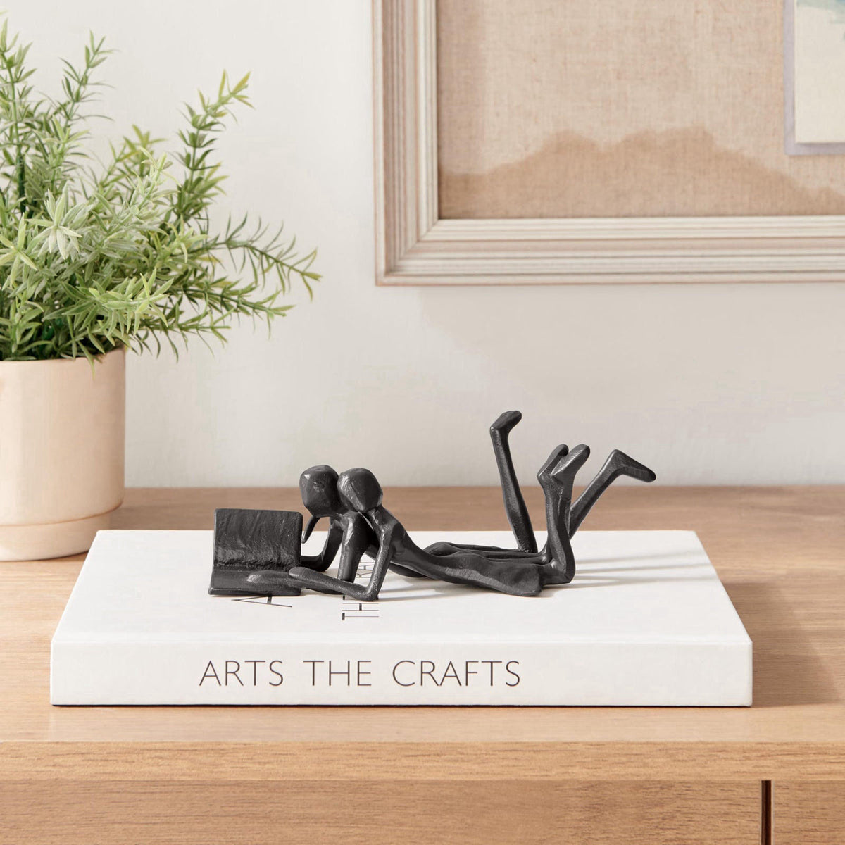 Danya B Brown Cast Iron Abstract Couple Reading Book Together Sculpture - Tabletop Figurine for Desks or Shelves – full 