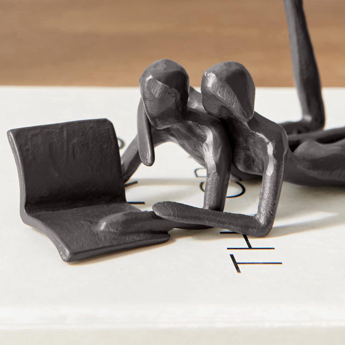 Danya B Brown Cast Iron Abstract Couple Reading Book Together Sculpture - Tabletop Figurine for Desks or Shelves – back 