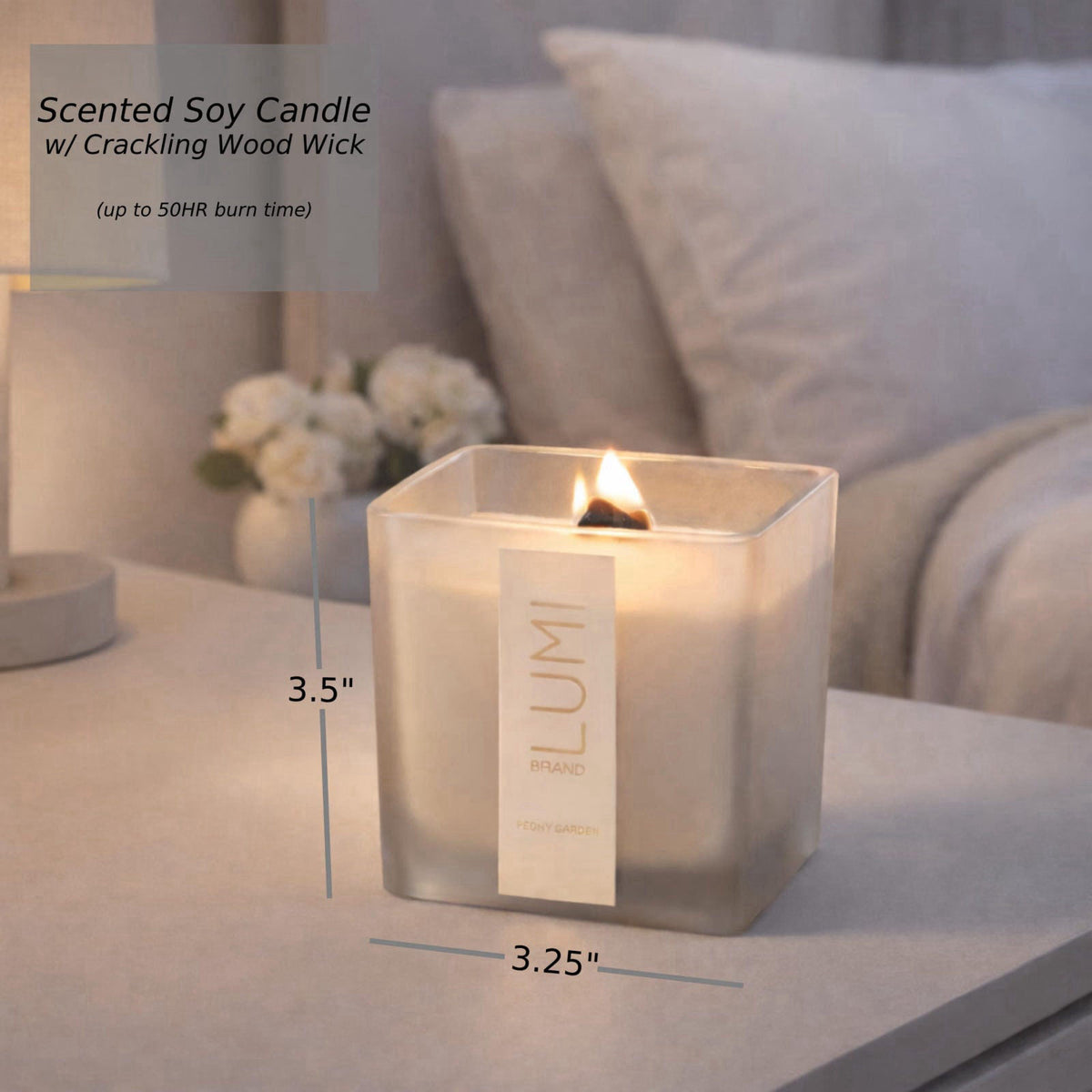Lumi Brand Luxury Aroma Gift Set | Peony Garden Scent - Reed Diffuser (200ml), Wood Wick Soy Candle (200g), Room Spray (