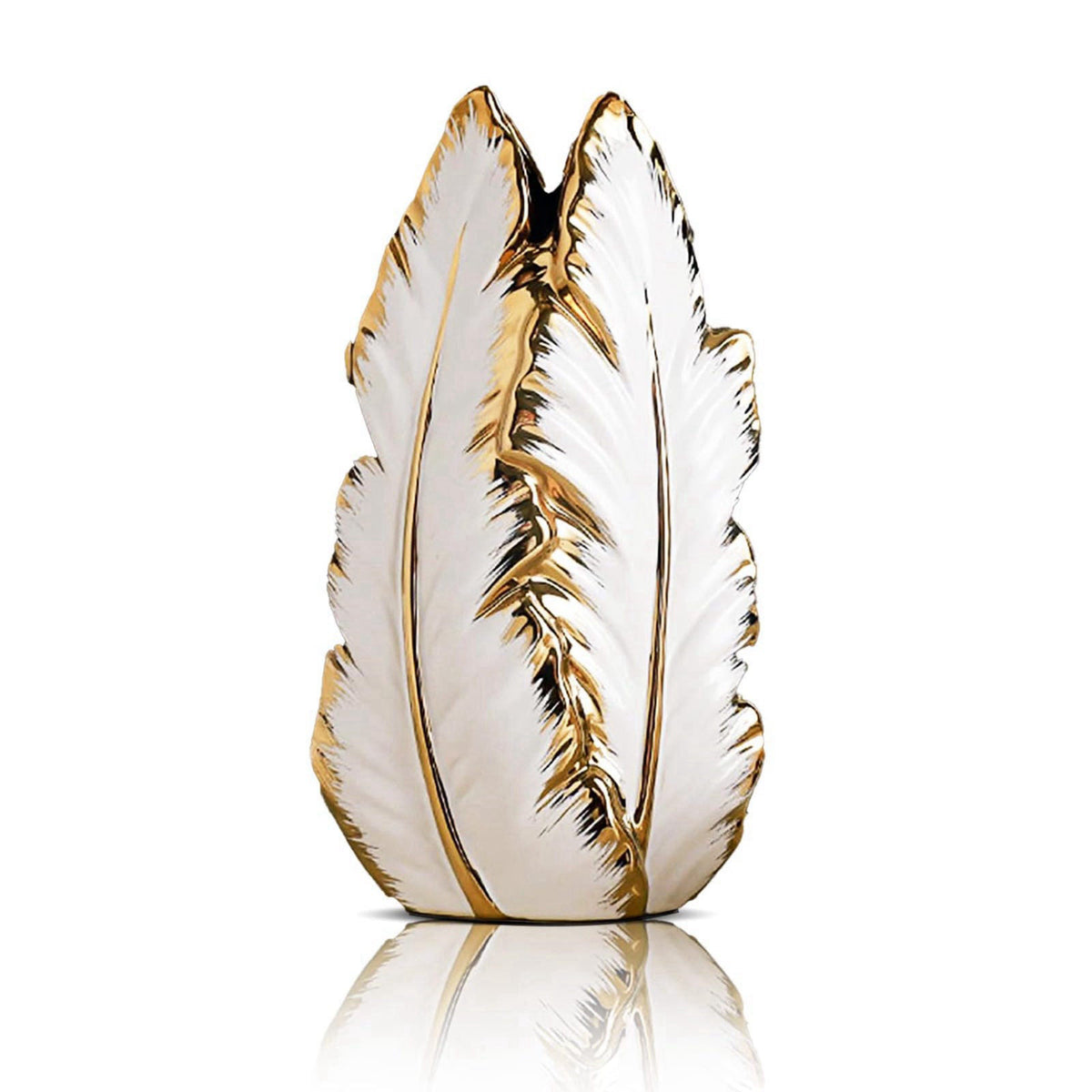 KagaKu White and Gold Ceramic Vase for Home Decor Modern Decorative Vase 10.7in – product photo (Vases)