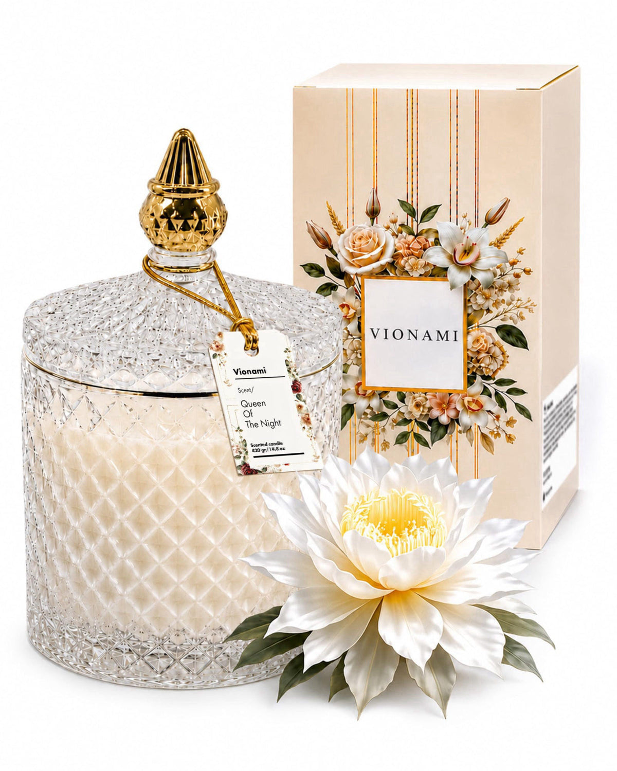 VIONAMI Queen of The Night Rare Flower Fragrance Luxury Scented Candle Gift