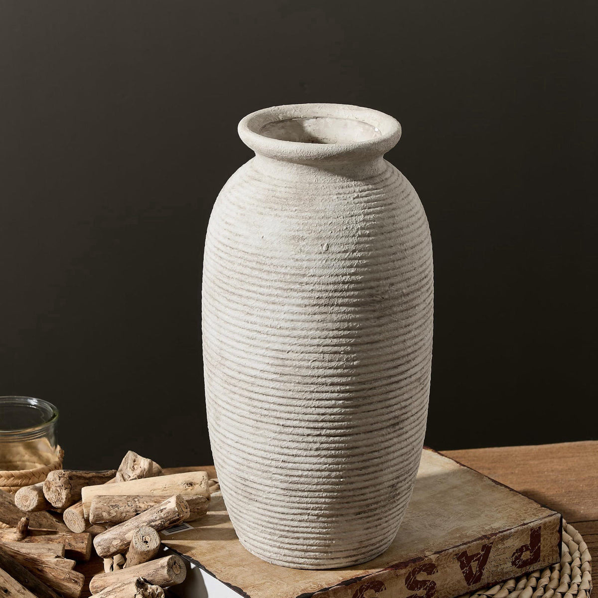 ooit Ceramic Flower Vase, 12.5" Large Vases Home Decor Rustic Farmhouse Tall Pottery Decorative Pampas Vase for Tabl