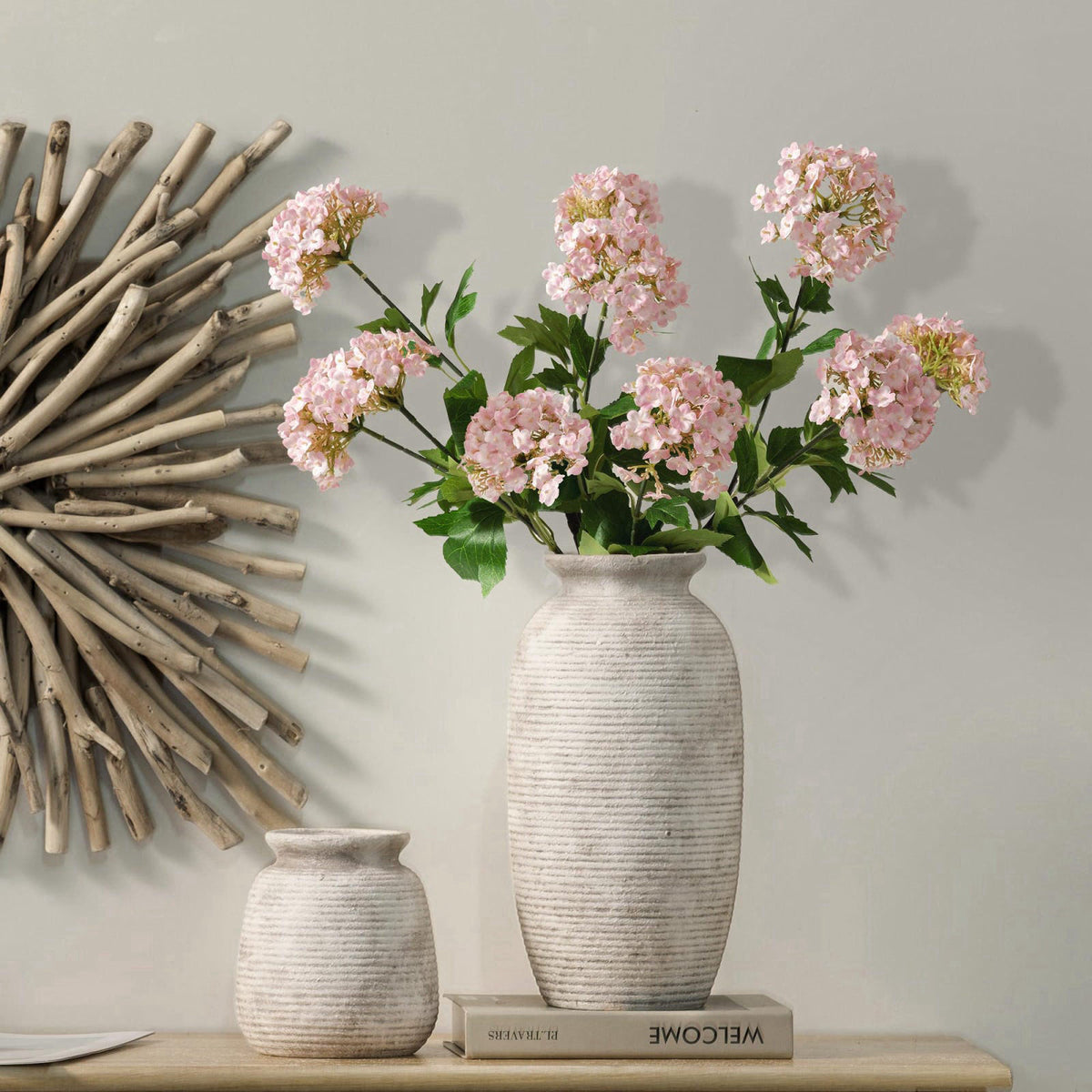 ooit Ceramic Flower Vase, 12.5" Large Vases Home Decor Rustic Farmhouse Tall Pottery Decorative Pampas Vase for Tabl