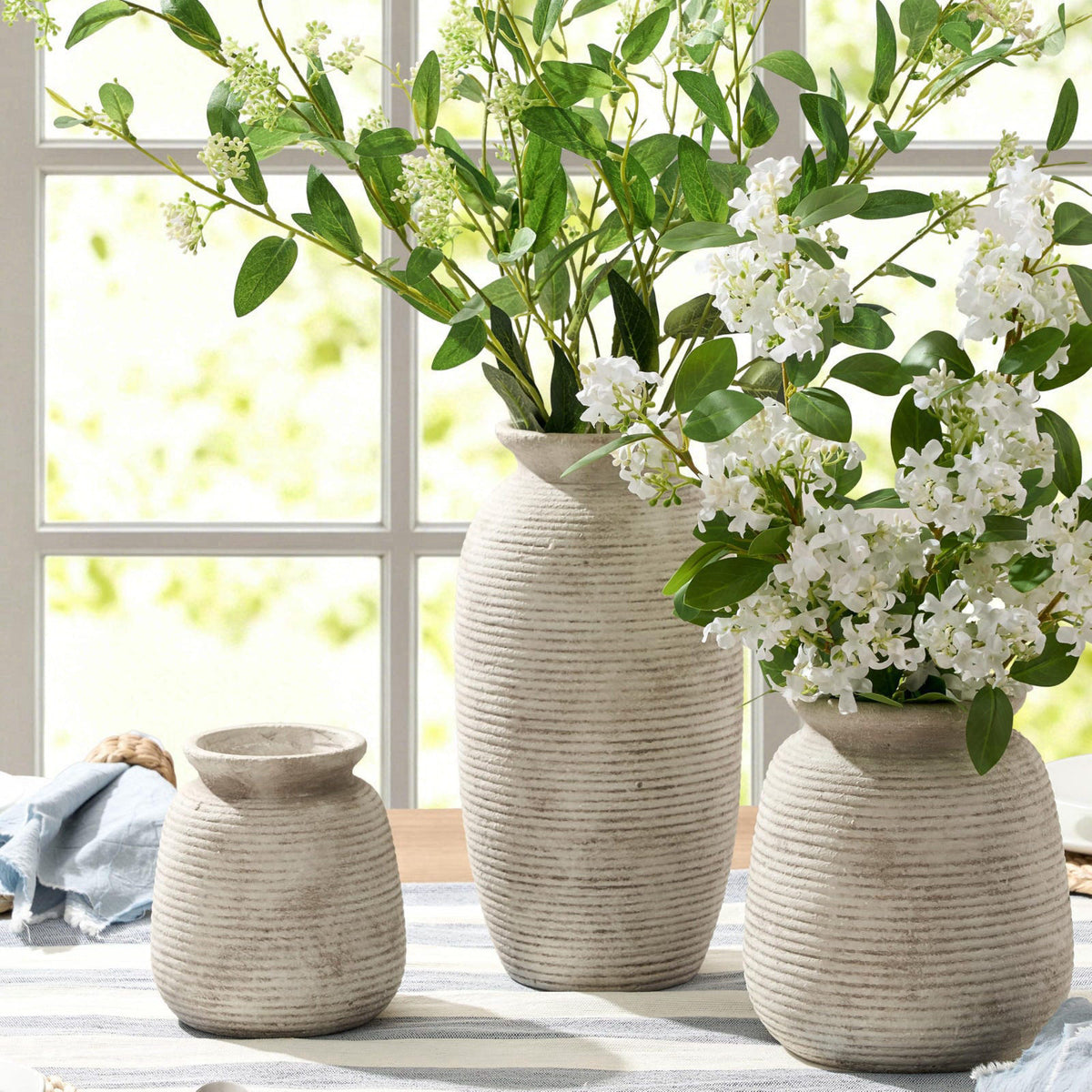 ooit Ceramic Flower Vase, 12.5" Large Vases Home Decor Rustic Farmhouse Tall Pottery Decorative Pampas Vase for Tabl