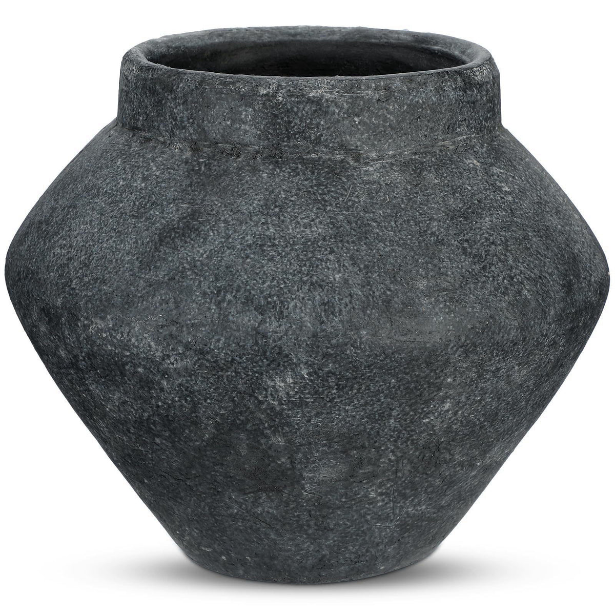 Briful Large Rustic Ceramic Vase with Distressed Finish, 8.2'' Tall Wide-Belly Decorative Flower Vases with Felt Pads, R