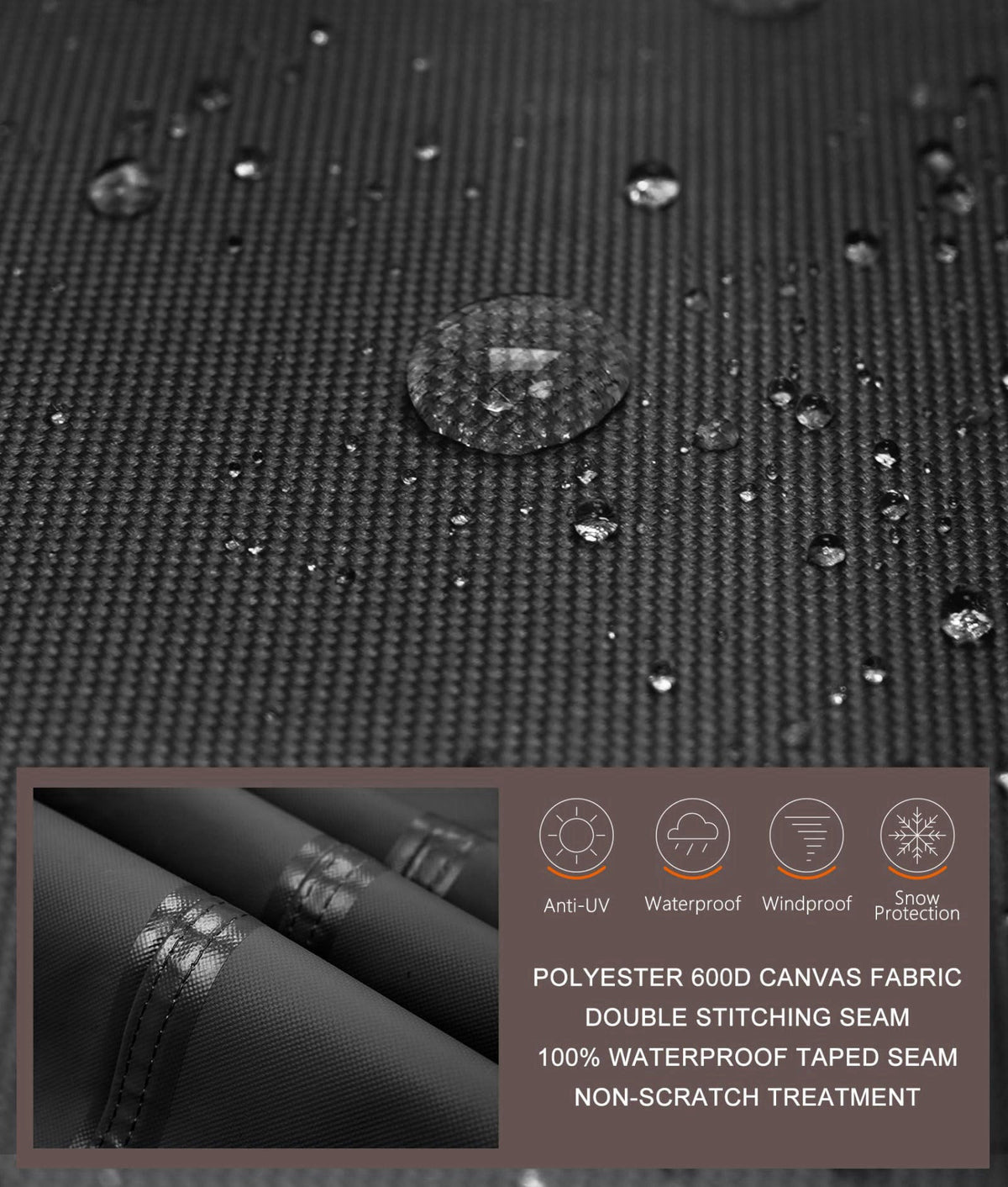ULTCOVER Waterproof Outdoor TV Cover 46-49 inch, Black – packaging and label