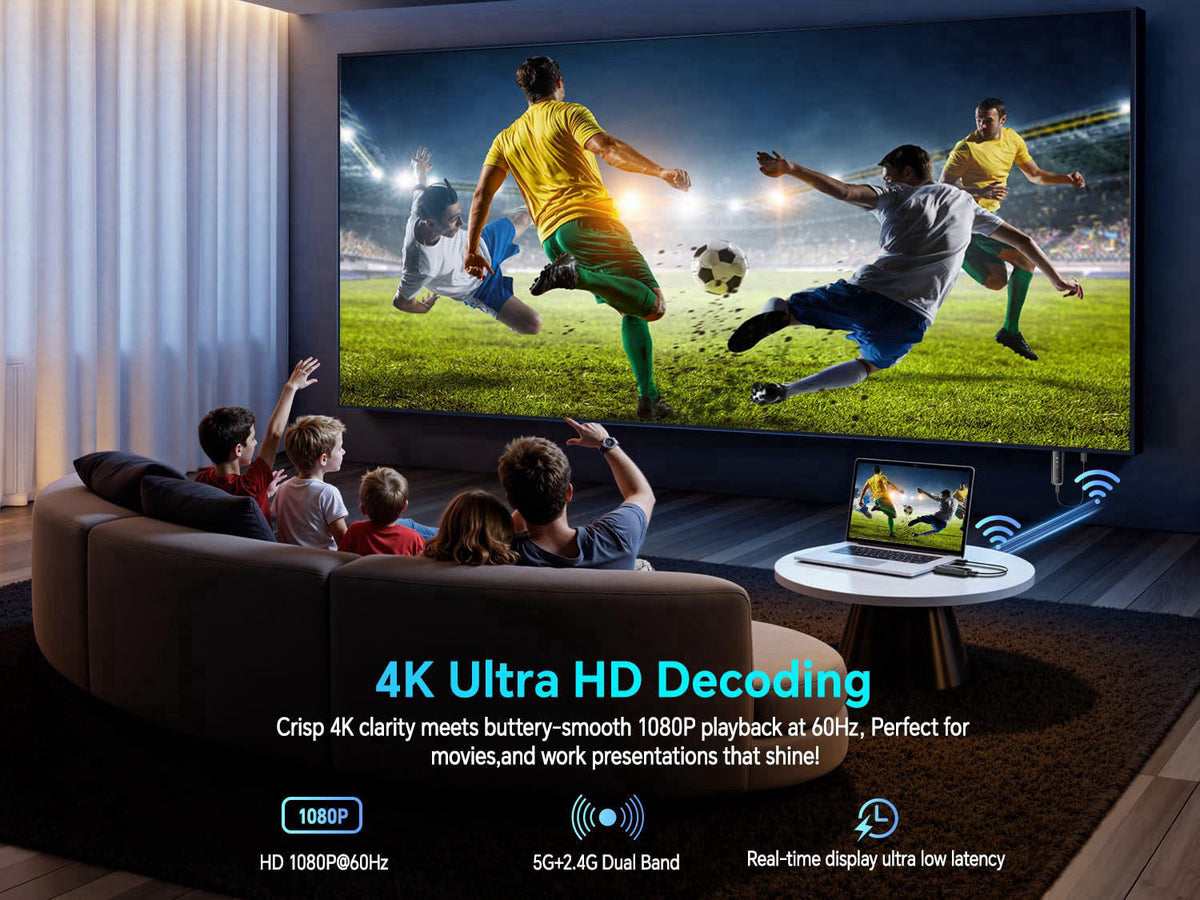 Futureagle Wireless HDMI Transmitter and Receiver 328FT/100M,4K Decode Plug & Play Portable 5G+2.4G Wireless Display Ada
