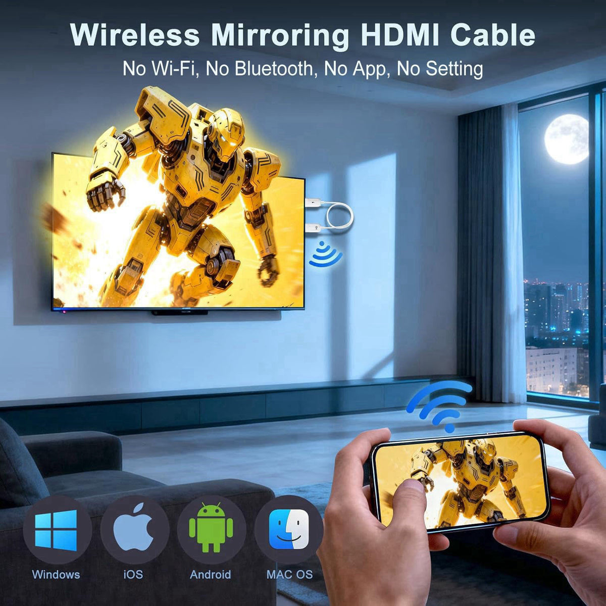 INVERSE NET Wireless HDMI Display Adapter Plug and Play,Screen Mirroring Adapter – packaging and label
