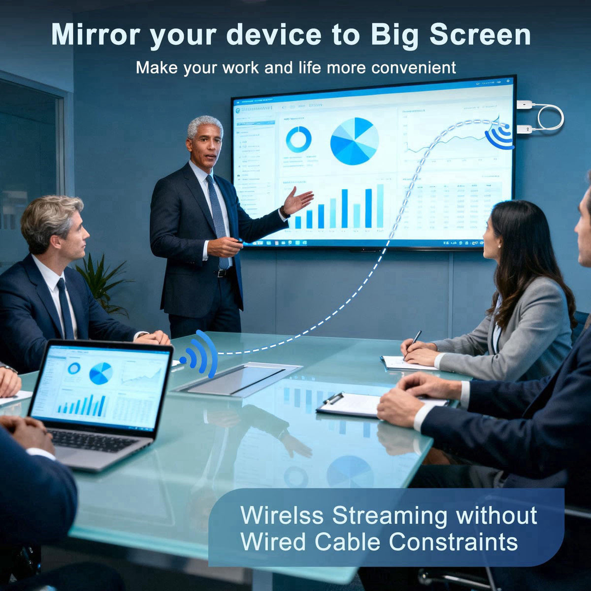 INVERSE NET Wireless HDMI Display Adapter Plug and Play,Screen Mirroring Adapter – back view and specifications