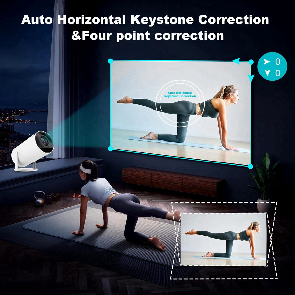ENUOSUMA Mini Projector,Portable Projector with Dual Band WIFI and Bluetooth – alternate angle
