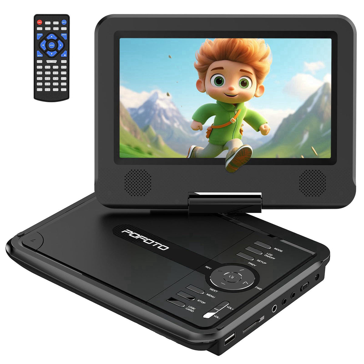 pofoto Portable DVD Player with 7.5" Swivel Screen for Kids and Car – product photo (Portable DVD Players)