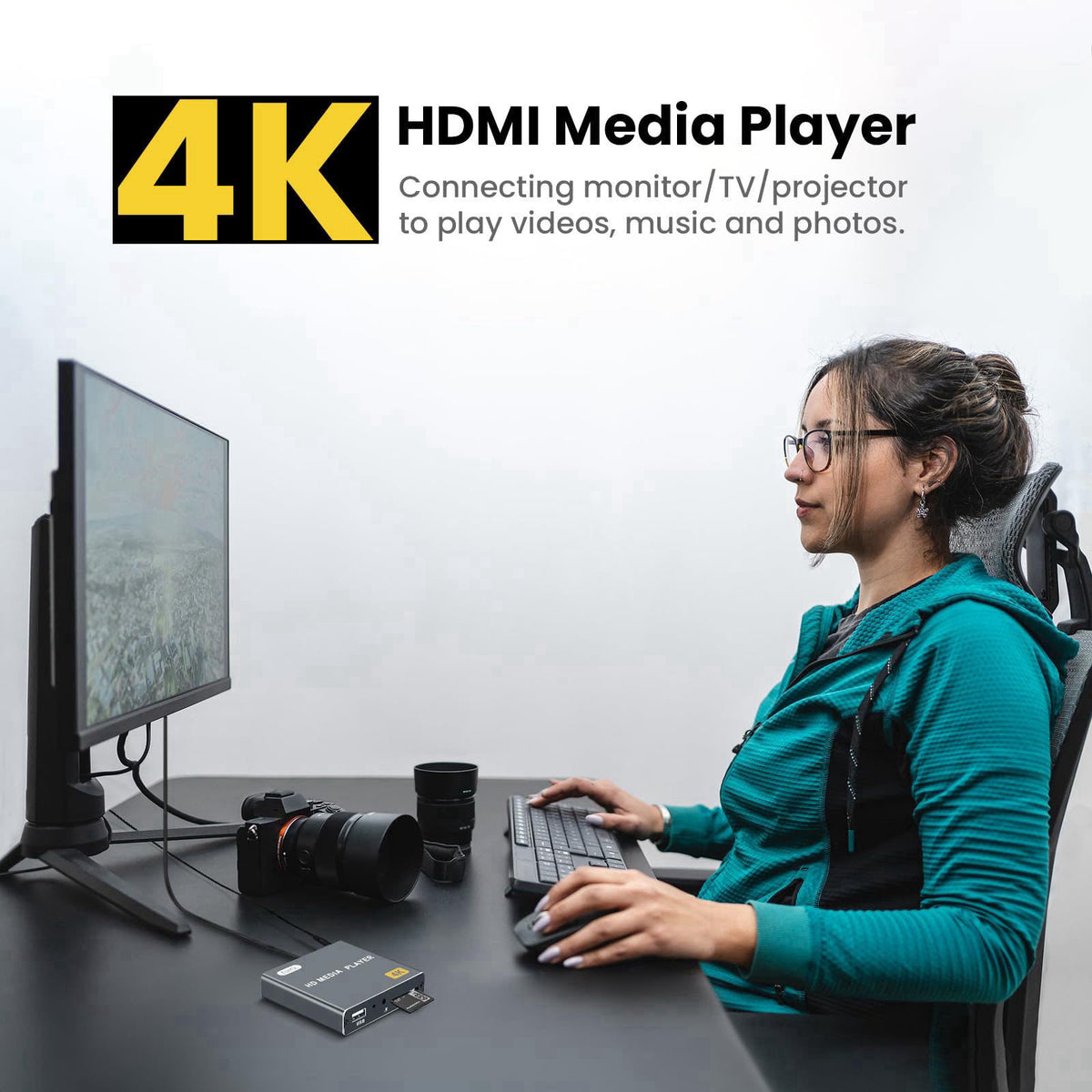 fnetic Fneitc 4K Full-HD Media Player with USB/SD Card Slot for TV Digital Signage – close-up detail in Only 8-bit main,