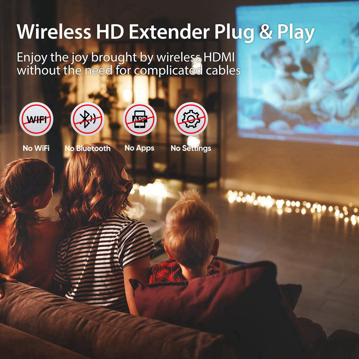 KVZOO Wireless HDMI Transmitter and 2 Receivers 382FT/100M, Plug & Play, 2.4G+5G – full view