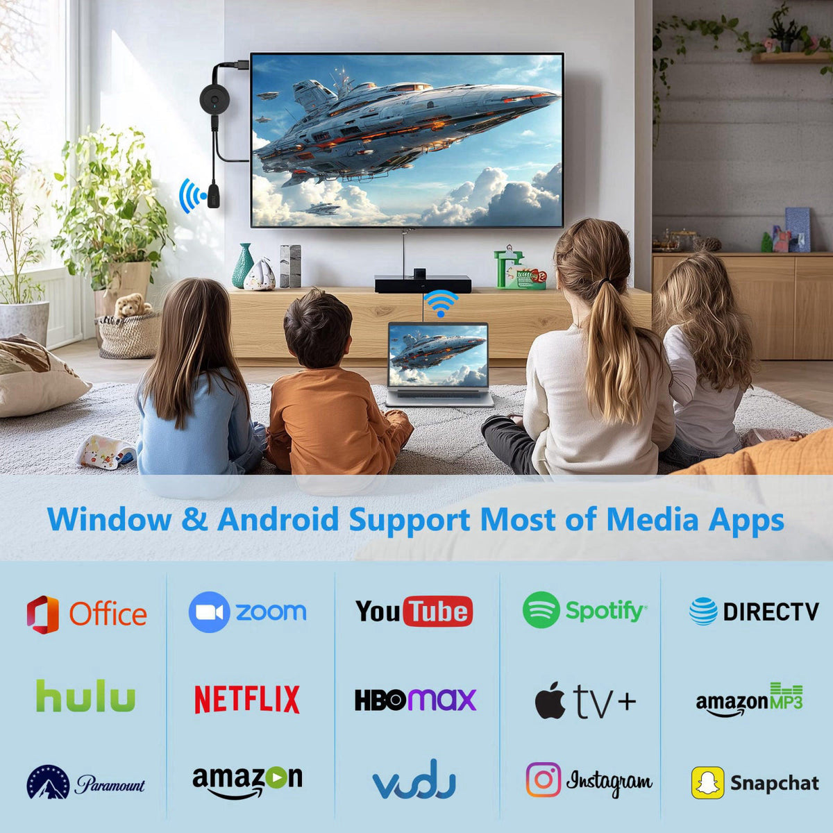 DRYMOKINI 2026 Wireless HDMI Display Adapter 4K, Portable Screen Mirror Dongle, WiFi Casting Video/Audio for Phone, Pad,