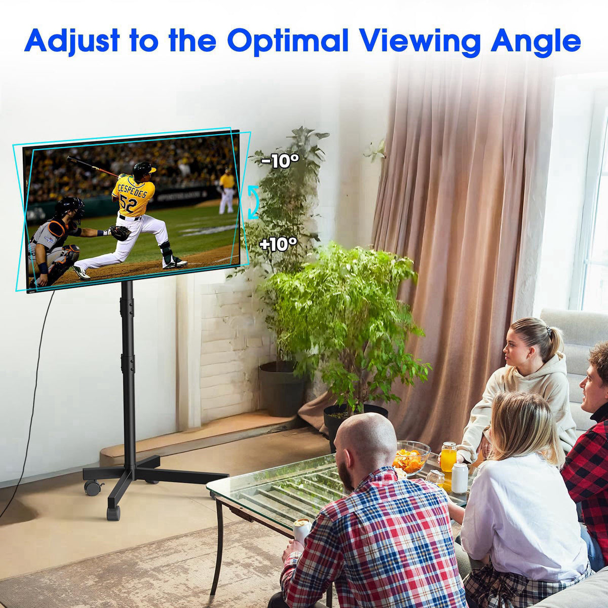Zontera Rolling TV Stand, Mobile TV Stand for 23-60 Inch LCD LED TVs, Black – packaging and label