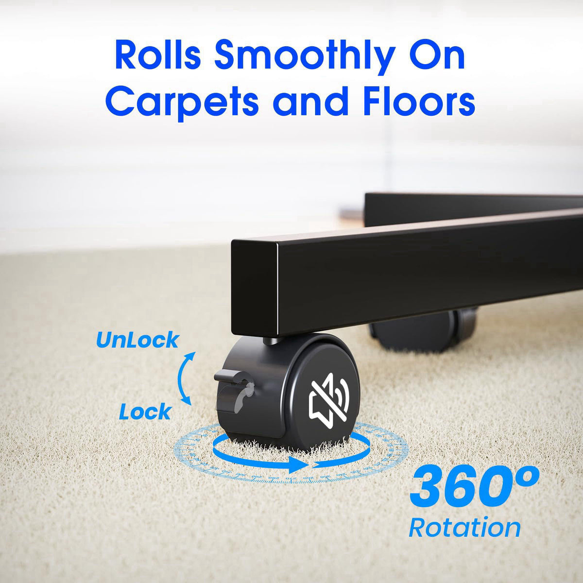 Zontera Rolling TV Stand, Mobile TV Stand for 23-60 Inch LCD LED TVs, Black – full view