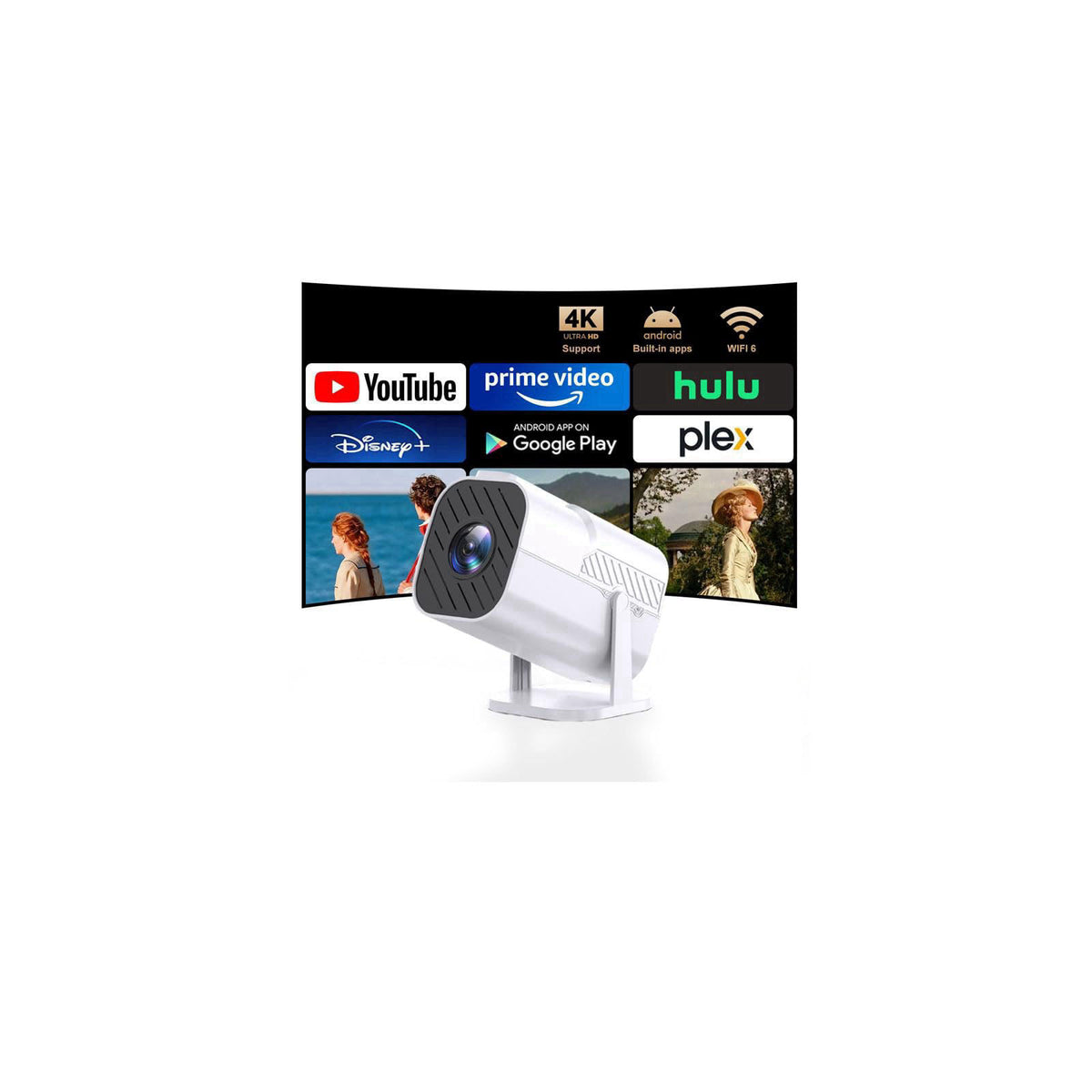 FIGYK 【Built-in APPS & Electric Focusing 】Mini Projector With Wifi And Bluetooth – 200 inches