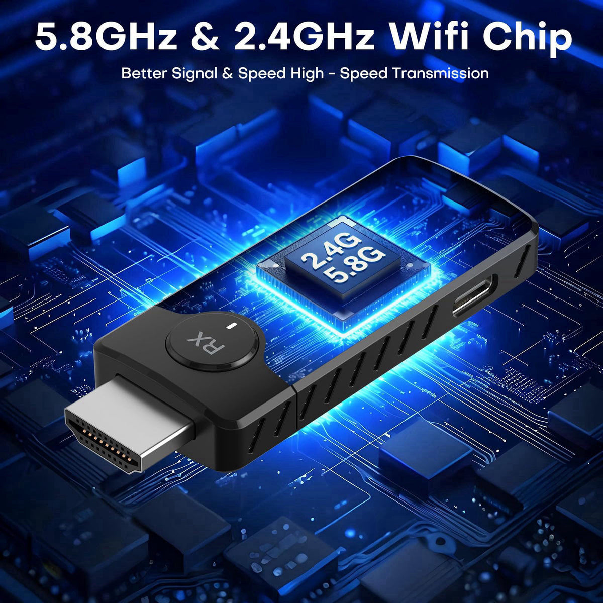 ZOCIBIHI Wireless HDMI Transmitter and Receiver for Streaming Kit,Built-in Antenna Low-latency transmission of 1080P HD 