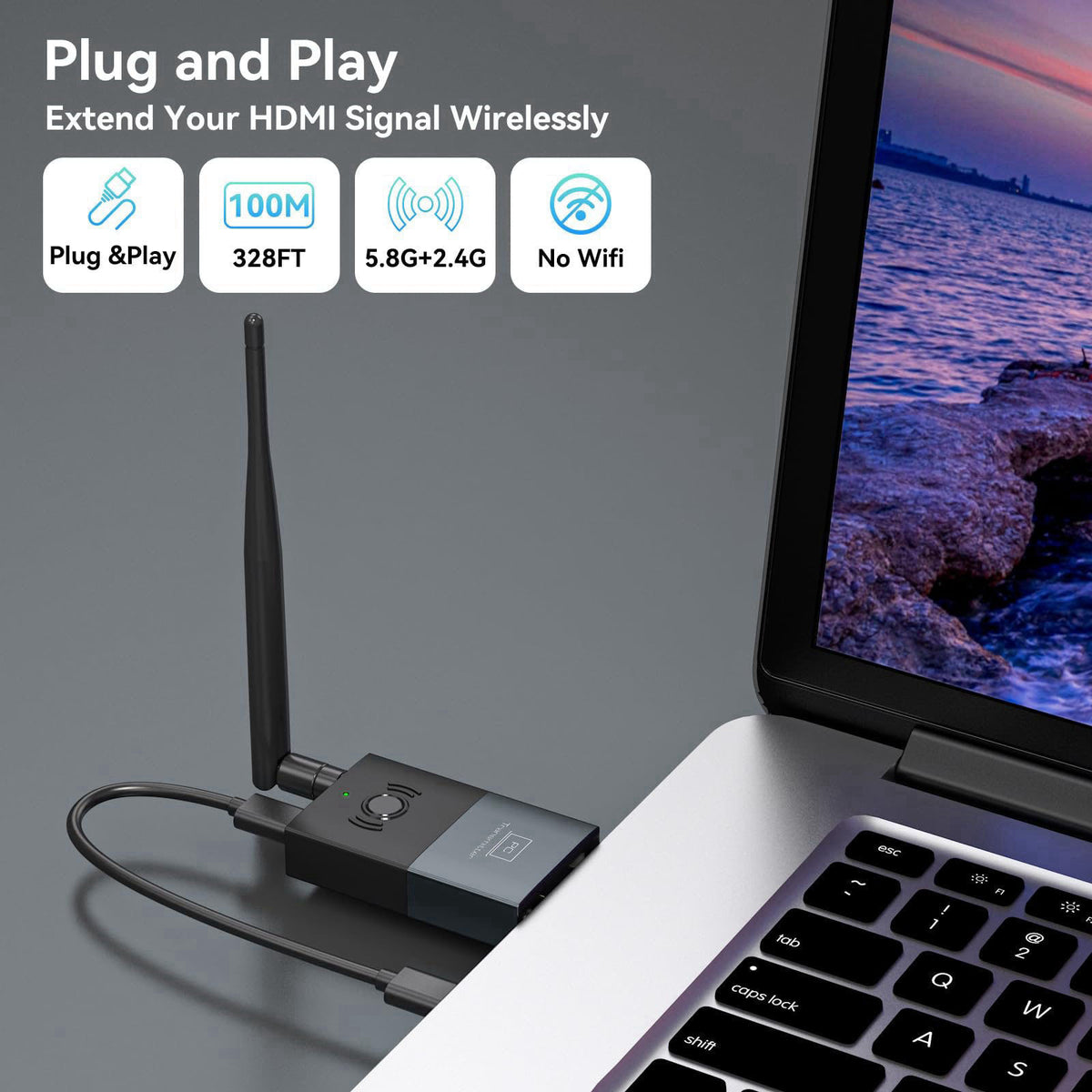 XYDMYELE Wireless HDMI Transmitter and Receiver, 330FT/100M Wireless HDMI Extender for 4K Decode Input 1080P@60Hz Output