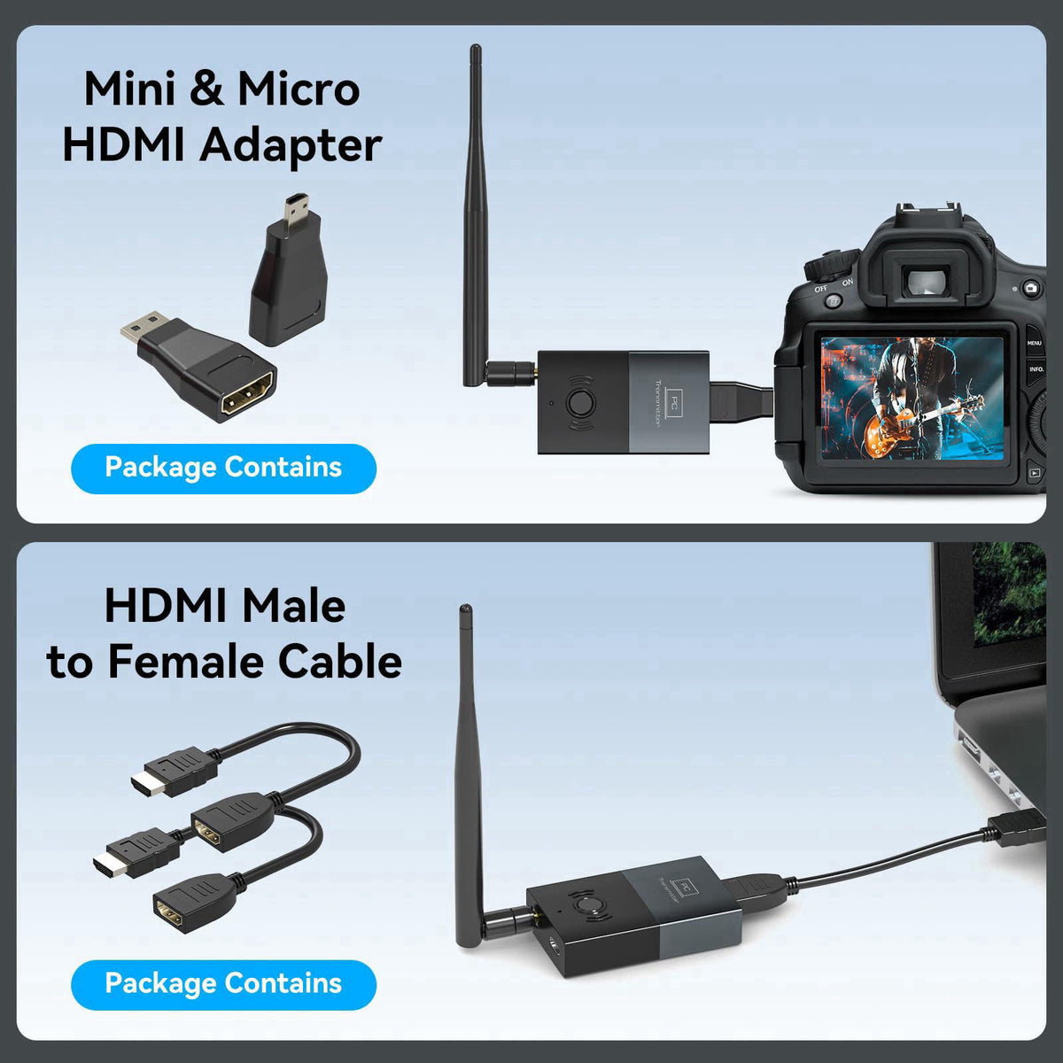 XYDMYELE Wireless HDMI Transmitter and Receiver, 330FT/100M Wireless HDMI Extender for 4K Decode Input 1080P@60Hz Output