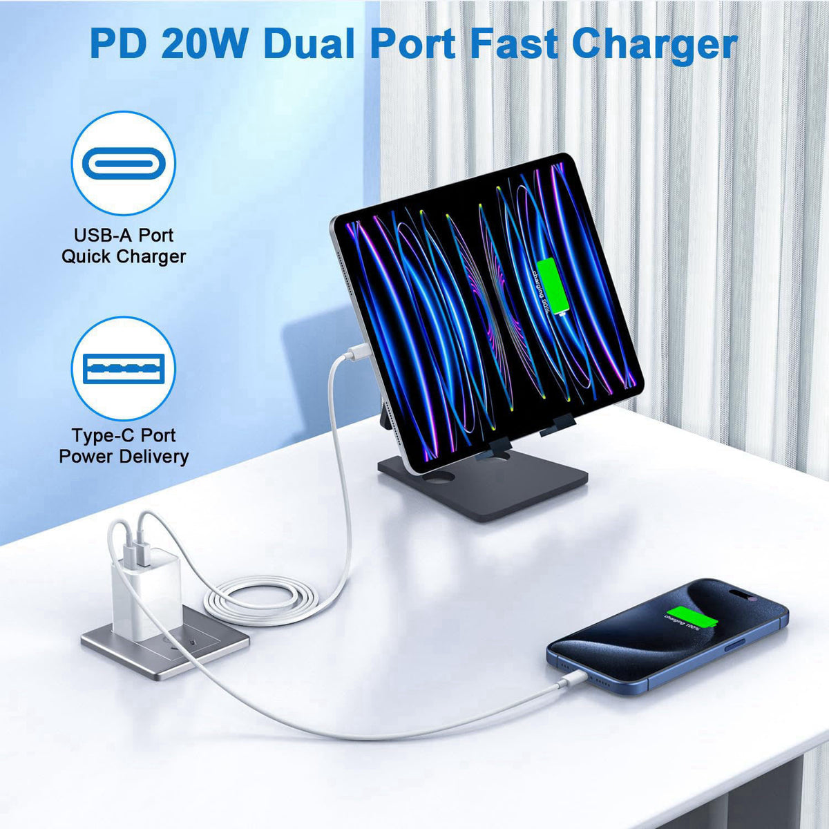 DelTucci 10FT iPhone 17/16e Fast Charger,2Pack 20W Dual Port USB C + A Power Adapter 10Foot Long USB C Fast Charging Cab