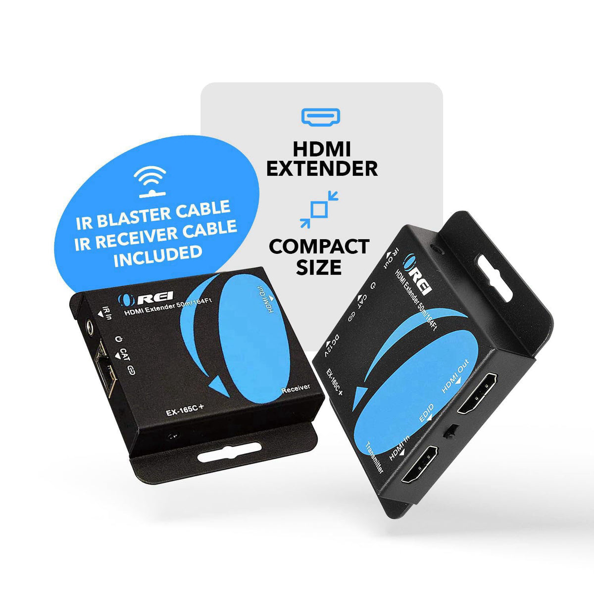 OREI HDMI Extender Over Cat6 165ft - 4K@30hz, IR, Loop Out, PoC, HDCP 1.4 – close-up detail