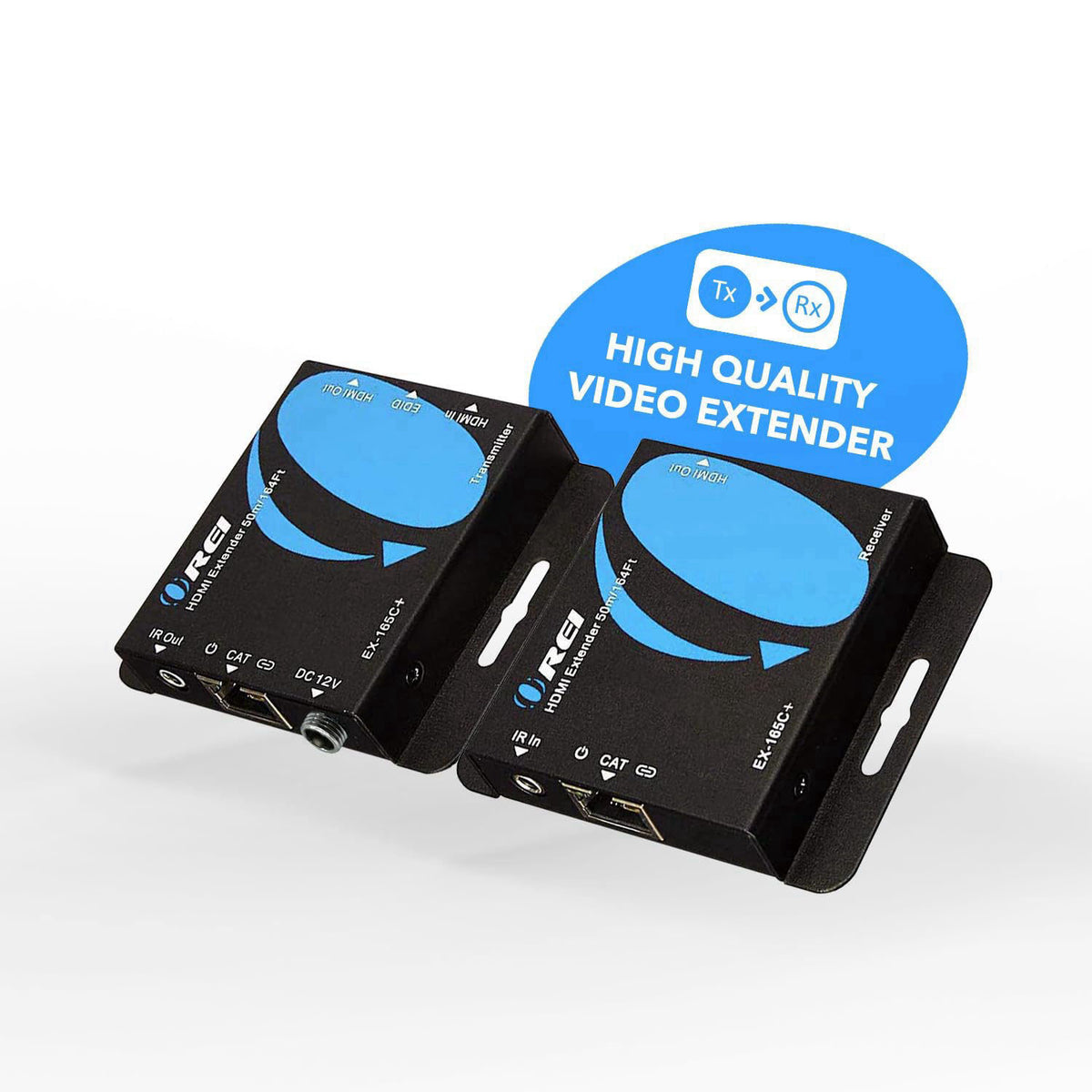 OREI HDMI Extender Over Cat6 165ft - 4K@30hz, IR, Loop Out, PoC, HDCP 1.4 – alternate angle