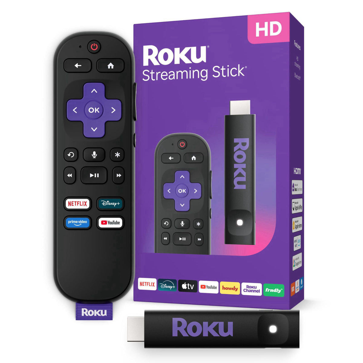 Roku Streaming Stick HD with Voice Remote – product photo (Streaming Media Players)