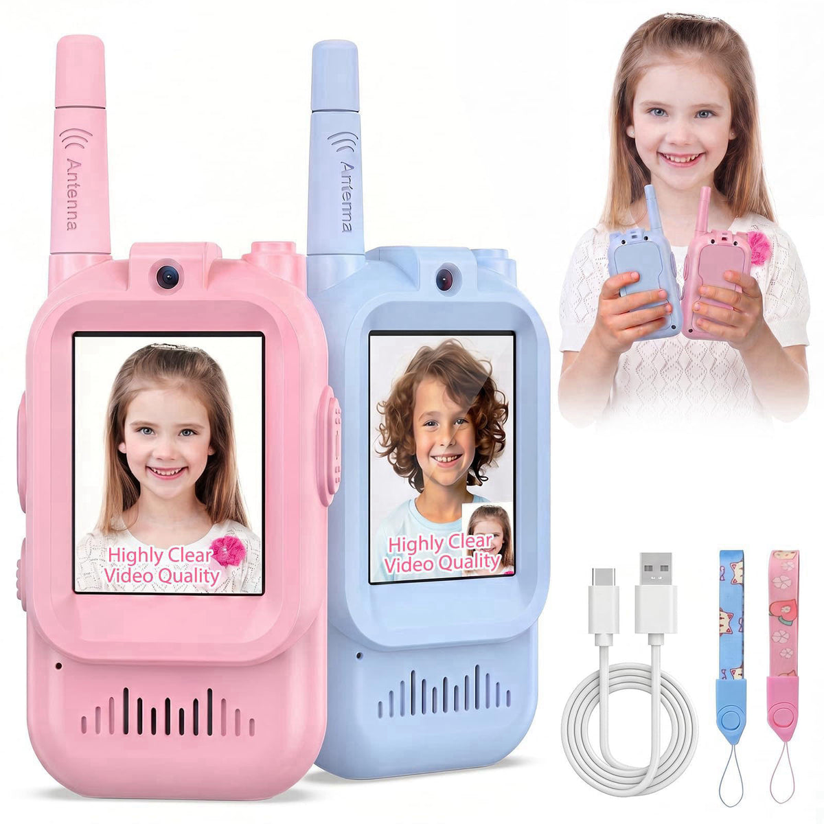 Hangrui Video Walkie Talkies for Kids, 2 Pack Rechargeable Two Way Radios – product photo (Walkie Talkies)