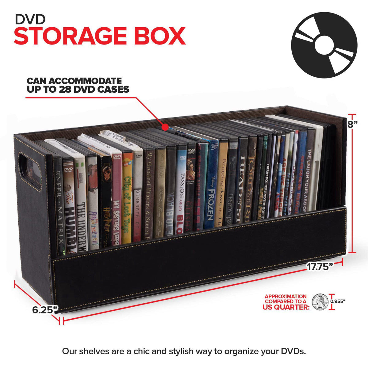 Stock Your Home DVD Storage Box, Movie Shelf Organizer for Blu-Ray, Video Game Cases, CDs, VHS Tape Display Stand, Disc 