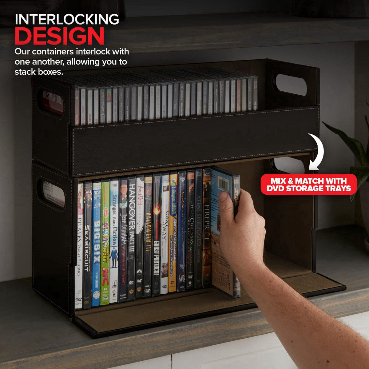 Stock Your Home DVD Storage Box, Movie Shelf Organizer for Blu-Ray, Video Game Cases, CDs, VHS Tape Display Stand, Disc 