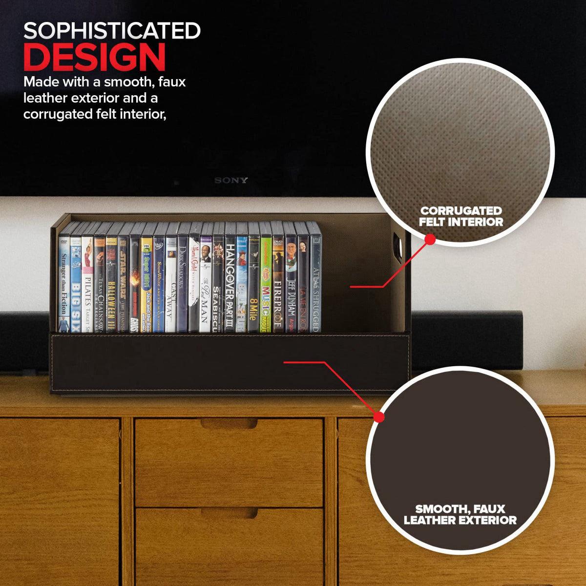 Stock Your Home DVD Storage Box, Movie Shelf Organizer for Blu-Ray, Video Game Cases, CDs, VHS Tape Display Stand, Disc 