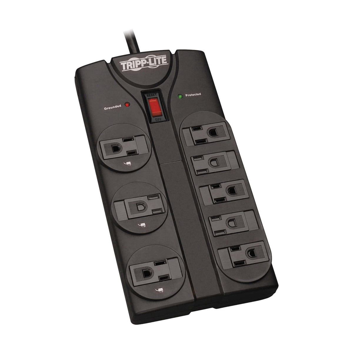 Eaton Tripp Lite TLP808B Black Flat Plug Surge Protector 8 Outlets – Black, Acrylonitrile Butadiene Styrene, Plastic
