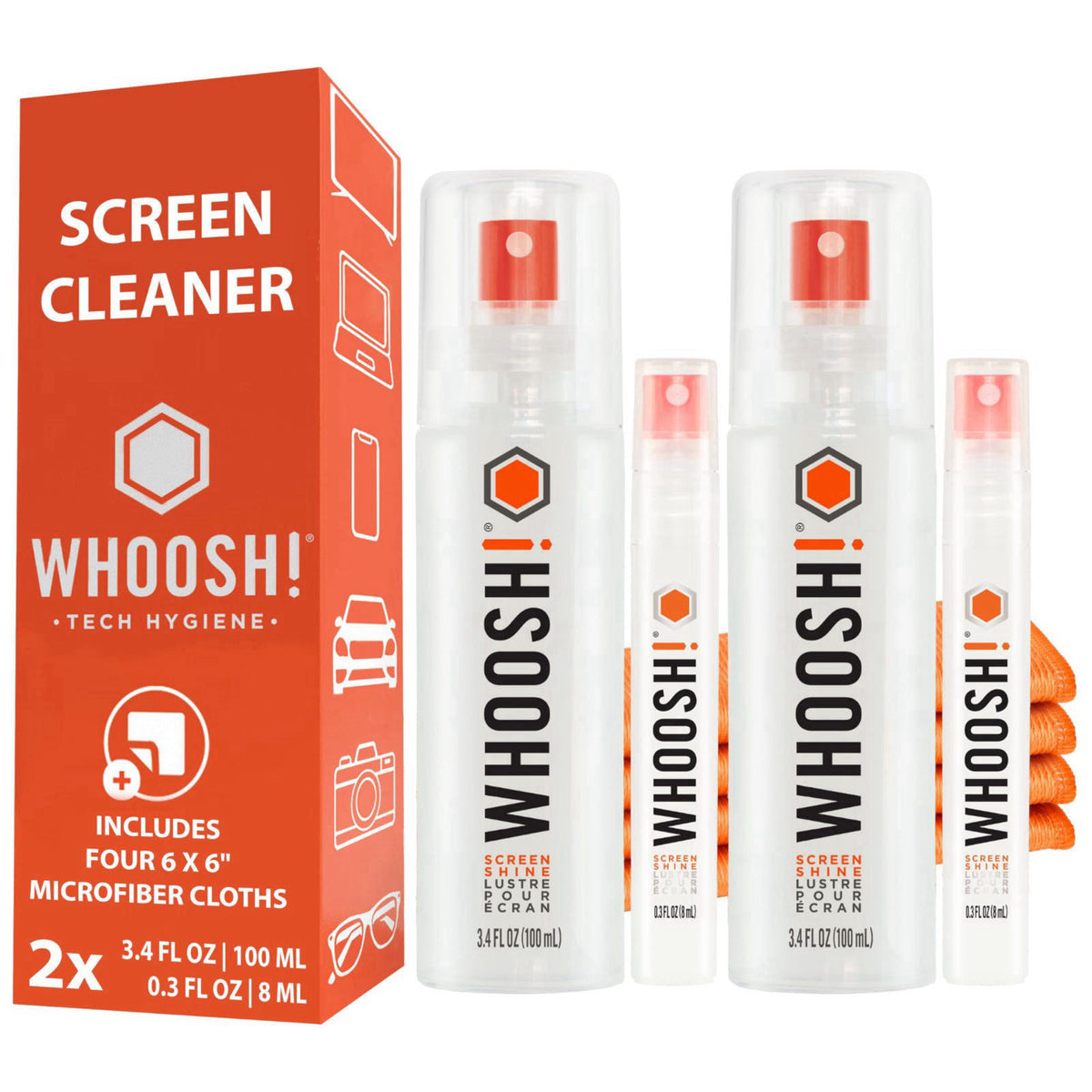 WHOOSH! Screen Shine Duo – Screen Cleaner Kit, Set of 2, 3.4 + 0.3 fl oz – product photo (Lens Cleaners)