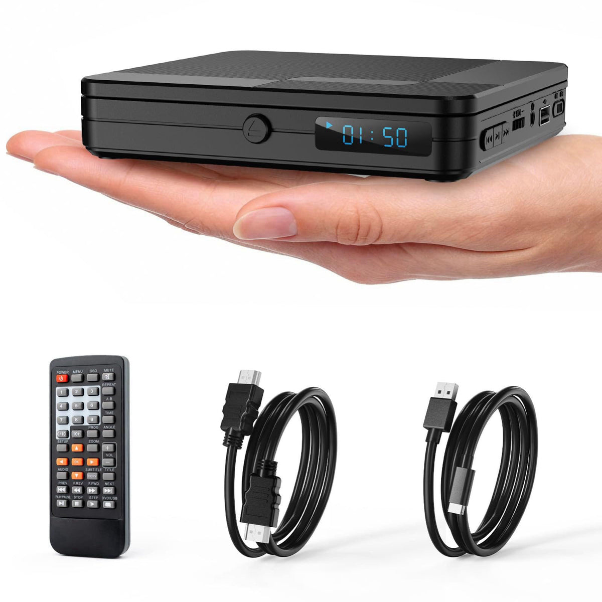 Homlab Mini DVD Player with HDMI, Remote Control, All Region Free, 1080P HD