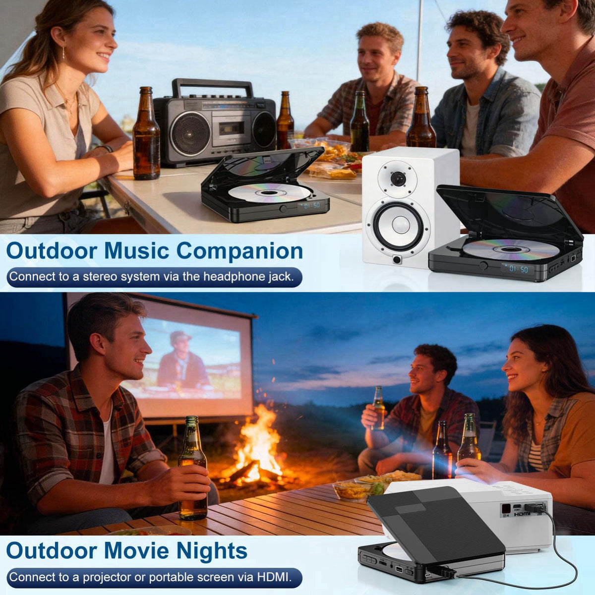 Homlab Mini DVD Player with HDMI, Remote Control, All Region Free, 1080P HD – alternate angle