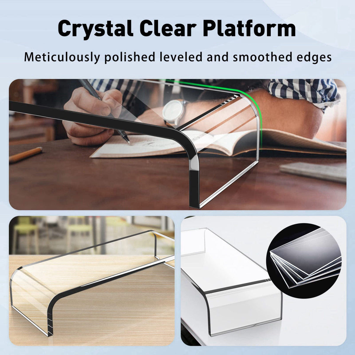 AboveTEK Acrylic Monitor Stand, Premium Large Monitor Riser 20 inch, Crystal Clear Acrylic Computer Stand Laptop Desk St