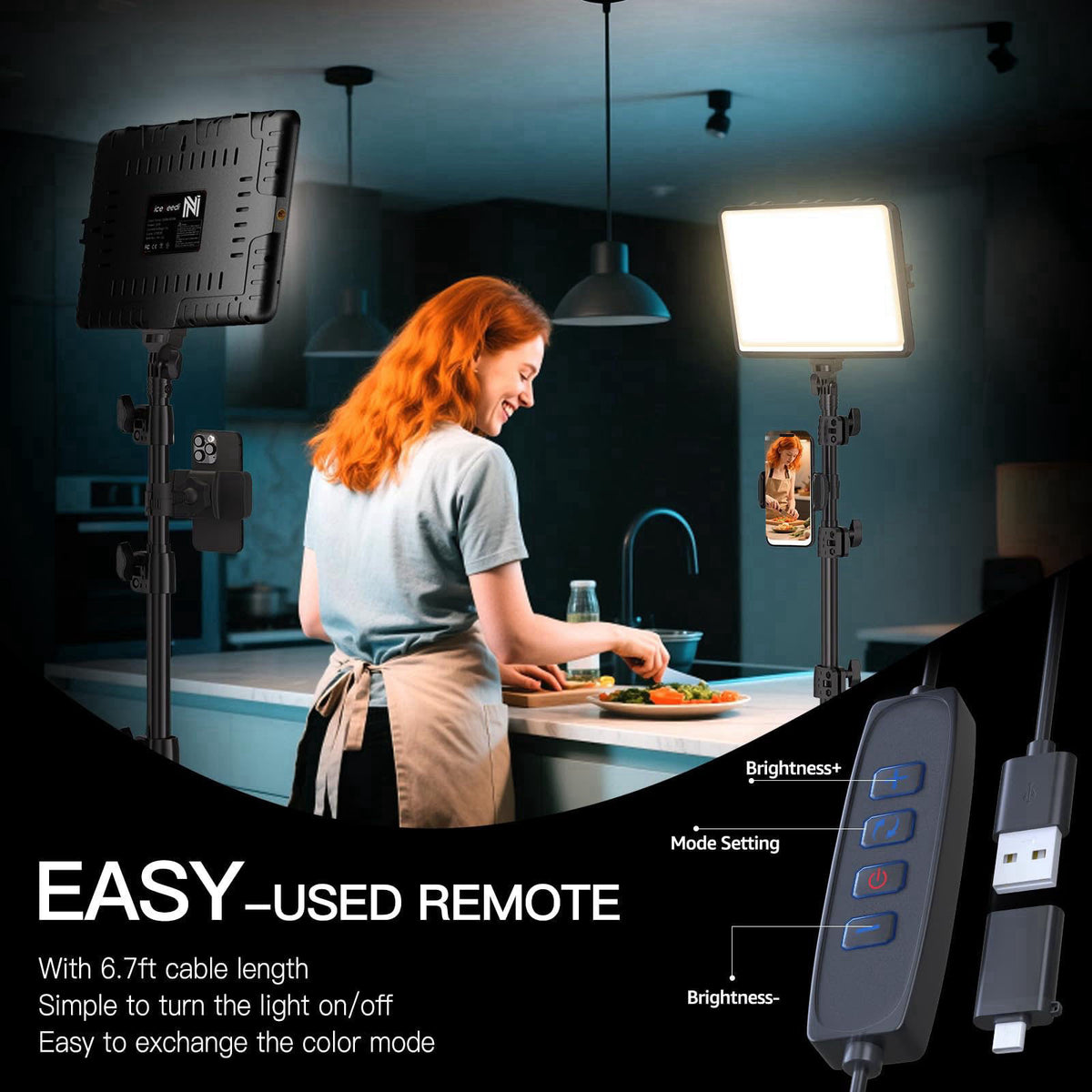 2-Pack LED Video Light Kit, NiceVeedi Studio Light, 2800-6500K Dimmable Photography Lighting Kit with Tripod Stand&Phone