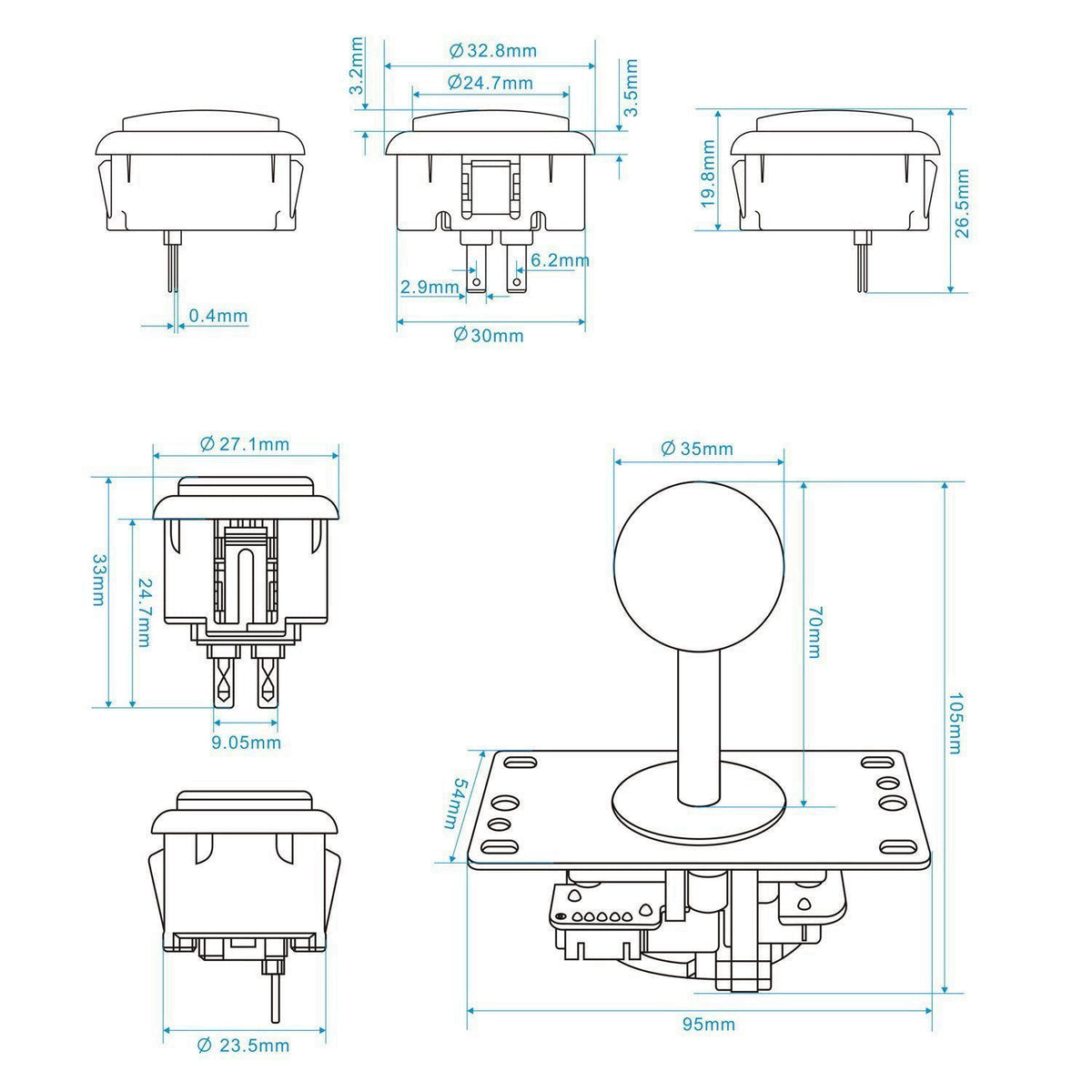 SJ@JX SJJX DIY Arcade Game Button and Joystick Controller Kit for Rapsberry Pi and Windows,5 Pin Joystick and 10 Push Bu
