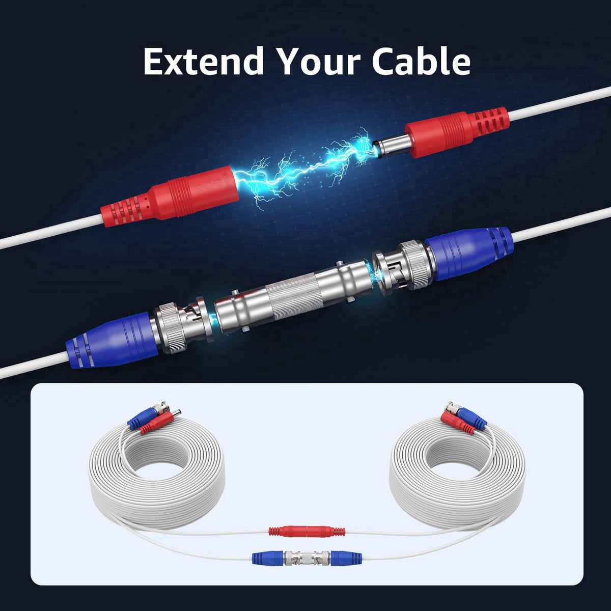 ANNKE 30M/100ft BNC Cable for CCTV Analog Wired Security Camera, White – alternate angle