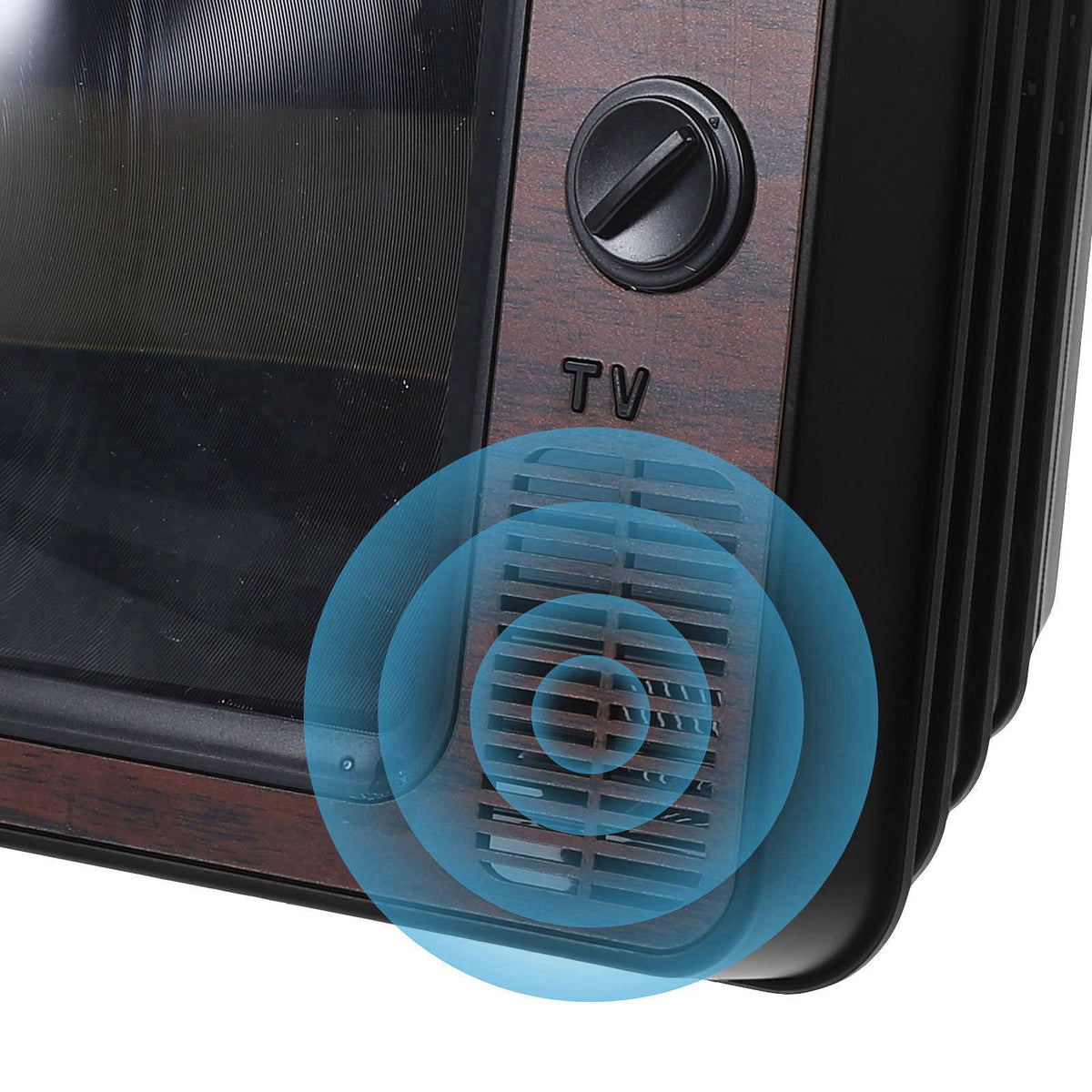 jojofuny Retro TV Phone Screen Magnifier with Light Brown Exterior – back view and specifications