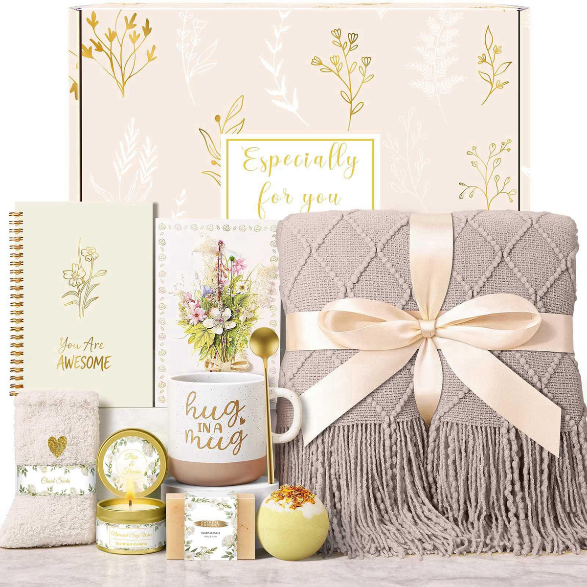 Wasocol Birthday Gifts for Women Self Care Gift Basket, Get Well Relaxing Spa Gift Baskets for Women, Unique Inspiration
