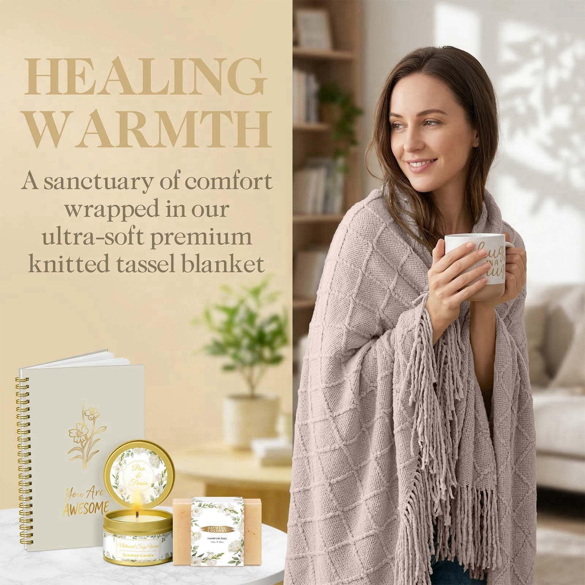 Wasocol Birthday Gifts for Women Self Care Gift Basket, Get Well Relaxing Spa Gift Baskets for Women, Unique Inspiration