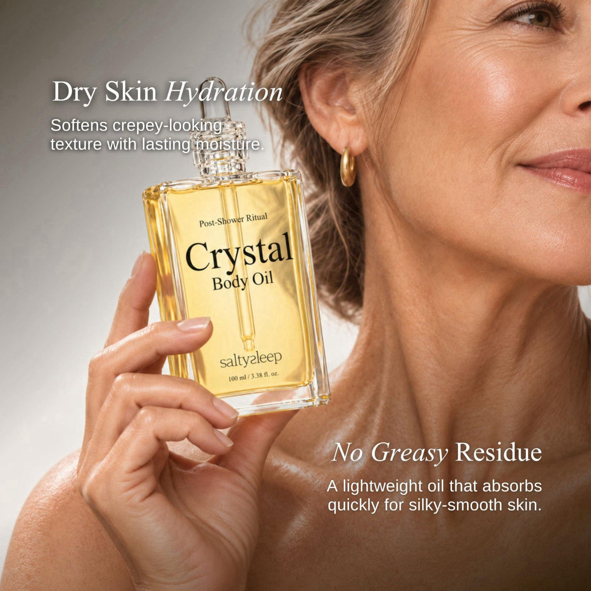 Saltysleep Anti Aging Body Oil for Women, Dry Oil for Crepey & Dry Skin – close-up detail
