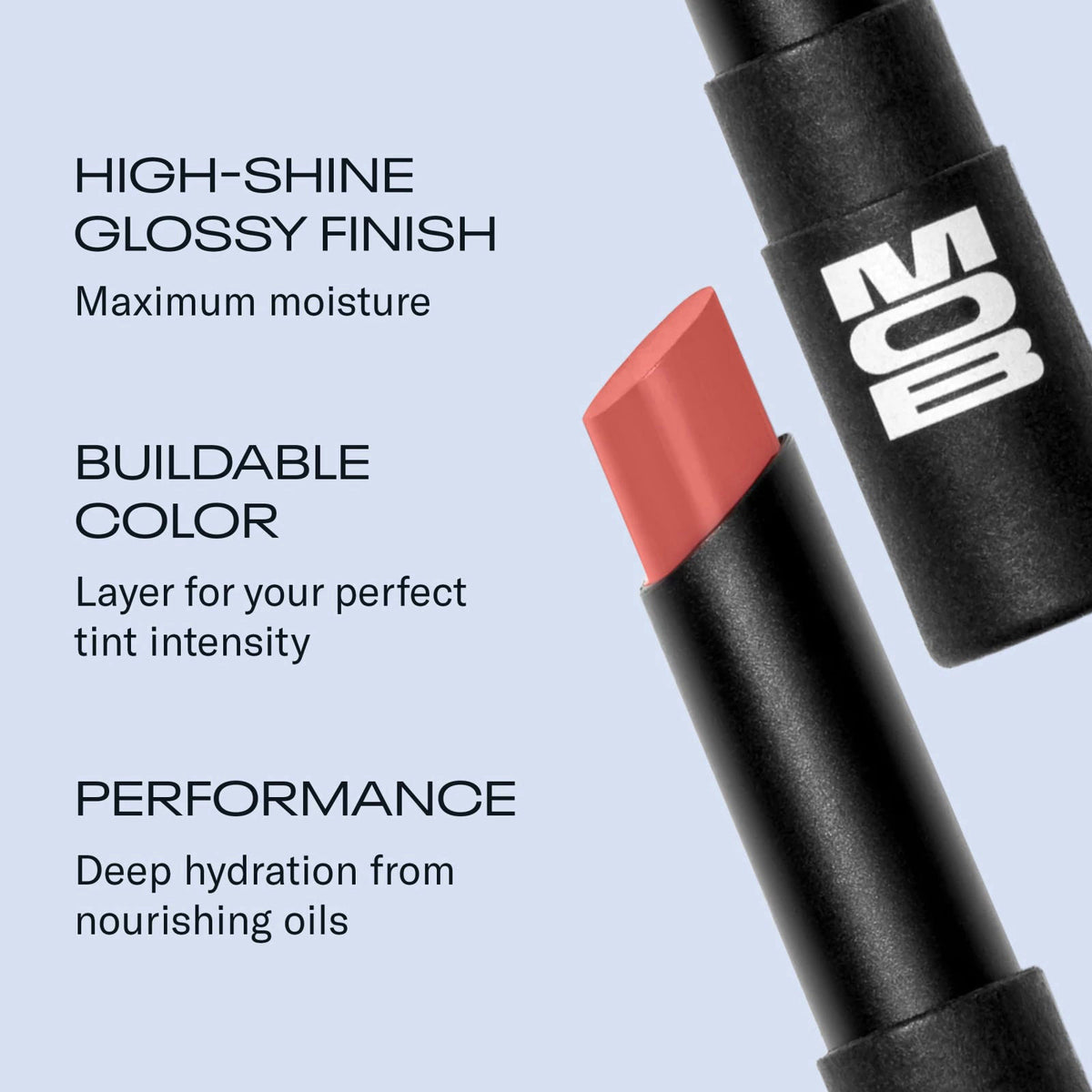 MOB Beauty Hydrating Shine Lip Balm, Soft Rose – packaging and label