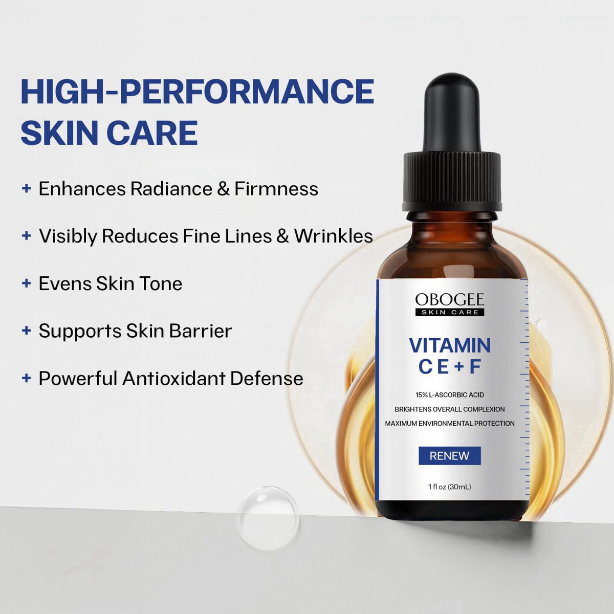 OBOGEE Advanced C E Ferulic Serum, Full Vitamin C Face Serum Anti Aging Skin Care | Enhance Skin Radiance Reduce Fine Li