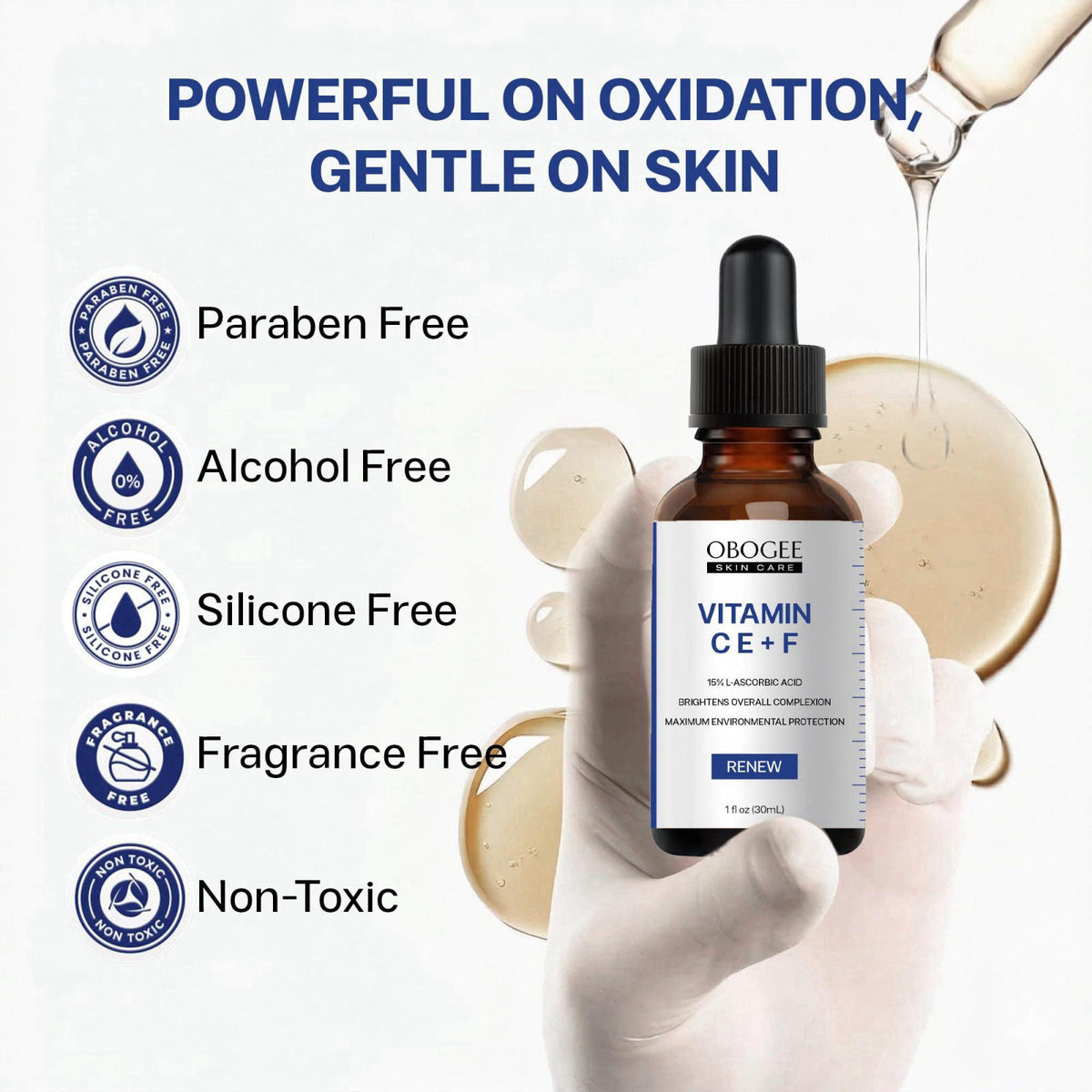 OBOGEE Advanced C E Ferulic Serum, Full Vitamin C Face Serum Anti Aging Skin Care | Enhance Skin Radiance Reduce Fine Li