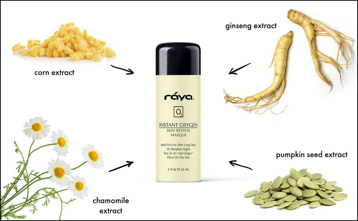 RAYA Oxygen Masque Facial Mask for All Skin Types, Revitalized Look – packaging and label