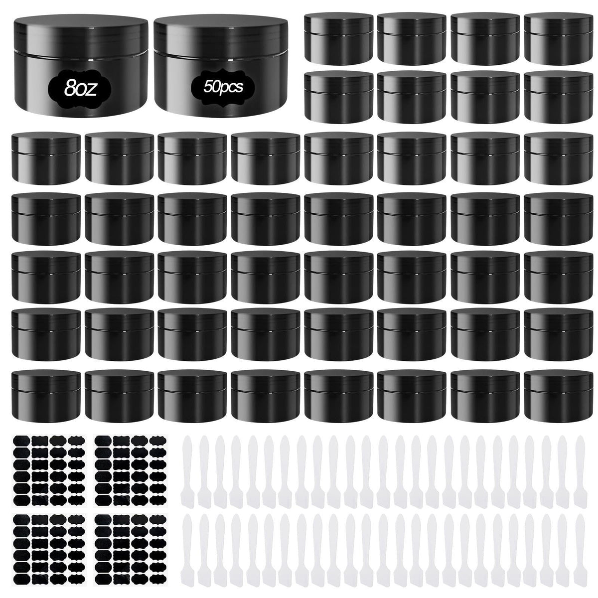 SENONAPO 50 Pcs Plastic Jars with Lid 8 oz Plastic Cosmetic Containers Round Lotion Sample Containers Leak Proof Empty C