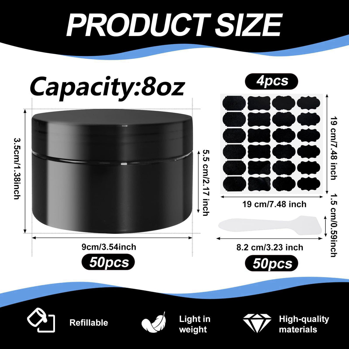 SENONAPO 50 Pcs Plastic Jars with Lid 8 oz Plastic Cosmetic Containers Round Lotion Sample Containers Leak Proof Empty C